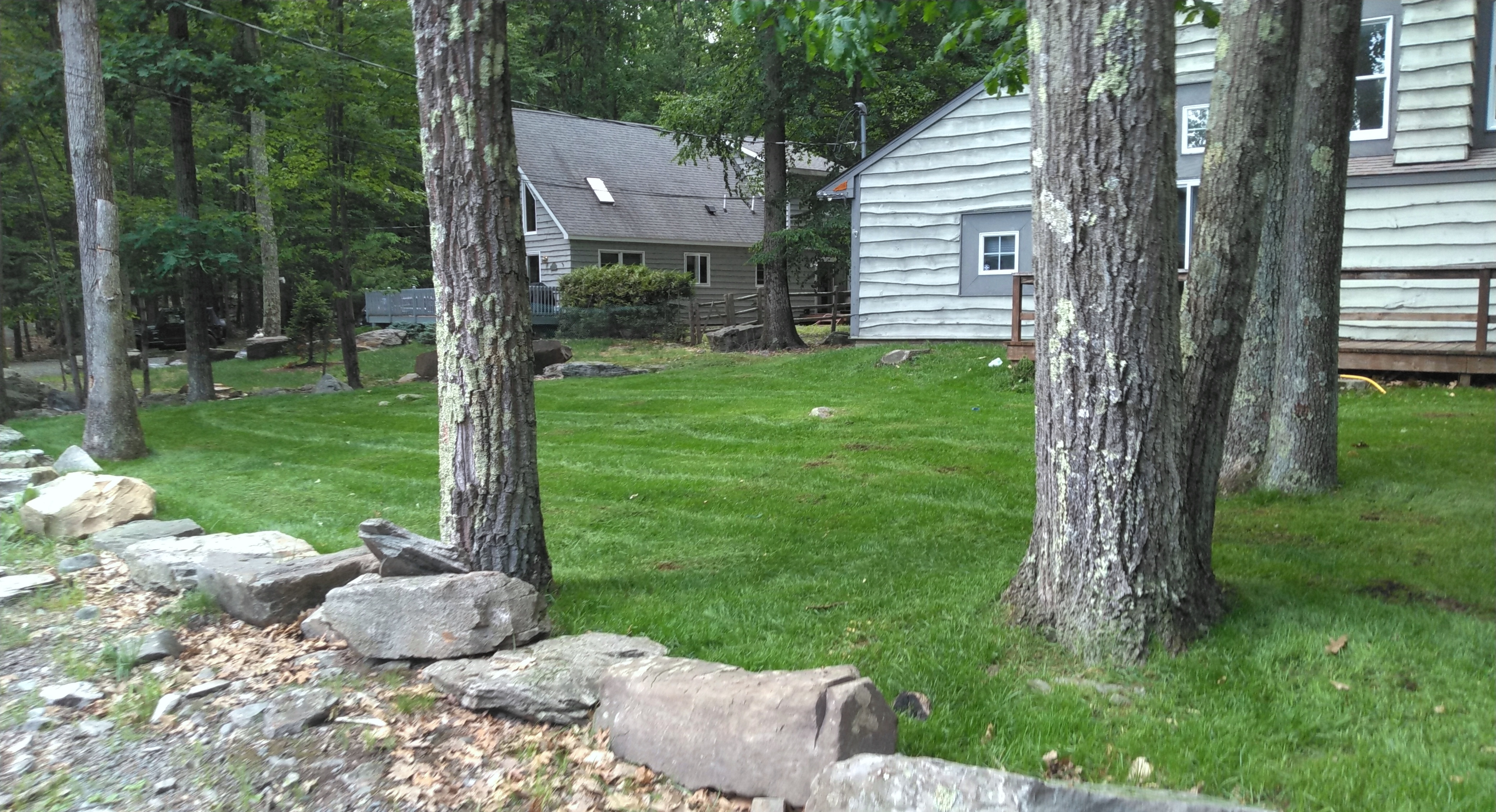 New Lawn Installation with Boulder Border